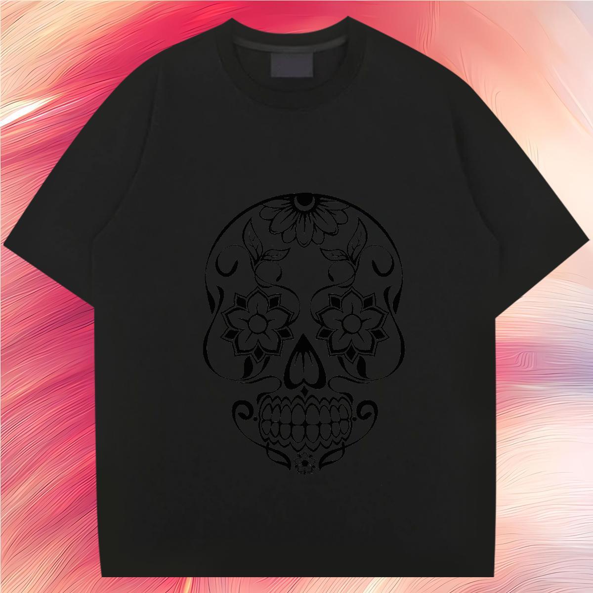 Wholesale T-Shirts 230g Pure Cotton skull Hip Hop Skull Short Sleeve O-Neck Tshirts Designer Fashion Top Tees
