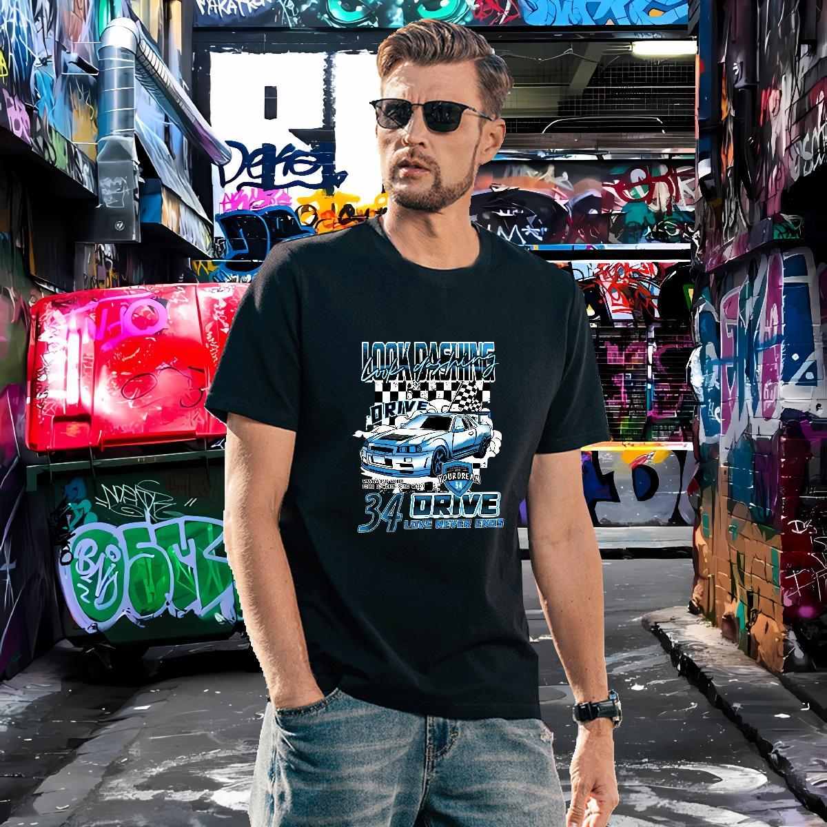 Free Shipping T-Shirts for Men 230g 100% Cotton car Casual Daily Wear Graphic Breathable Soft Couples T Shirts Customized Tops Shirt