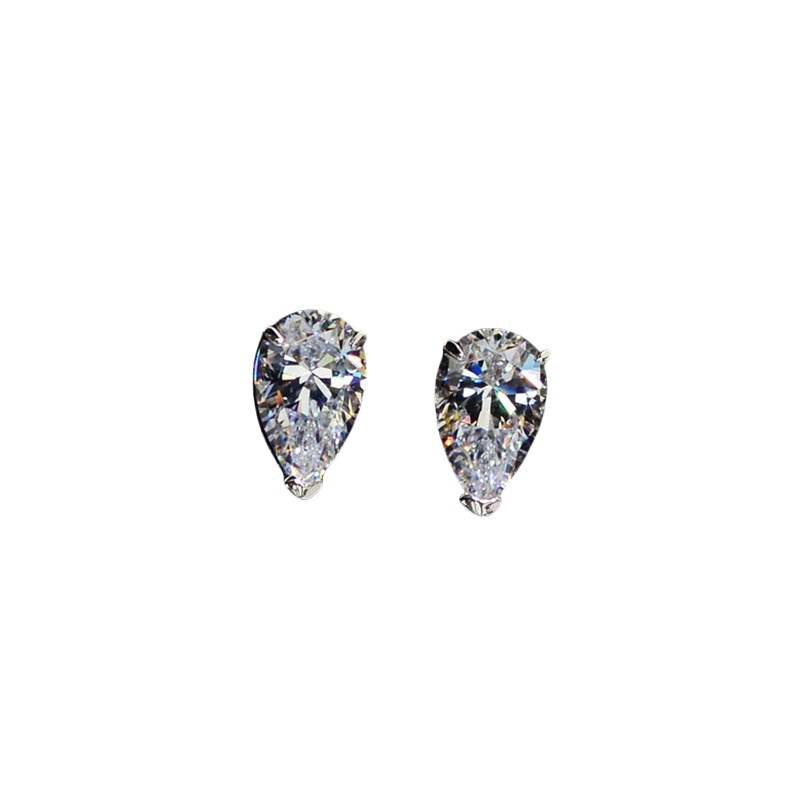 Sterg Sier Water Stud Earrings: Sparkg 5A Zircon CZ Dia Drop Earrings for Women