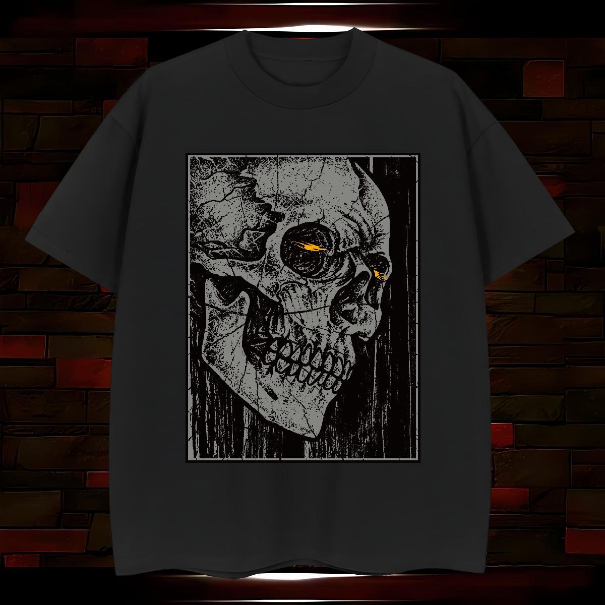 Popular T shirt 230g Pure Cotton skull Daily Wear Oversized Short Sleeve O-Neck Men Clothes T-Shirt DIY Tees Shirts