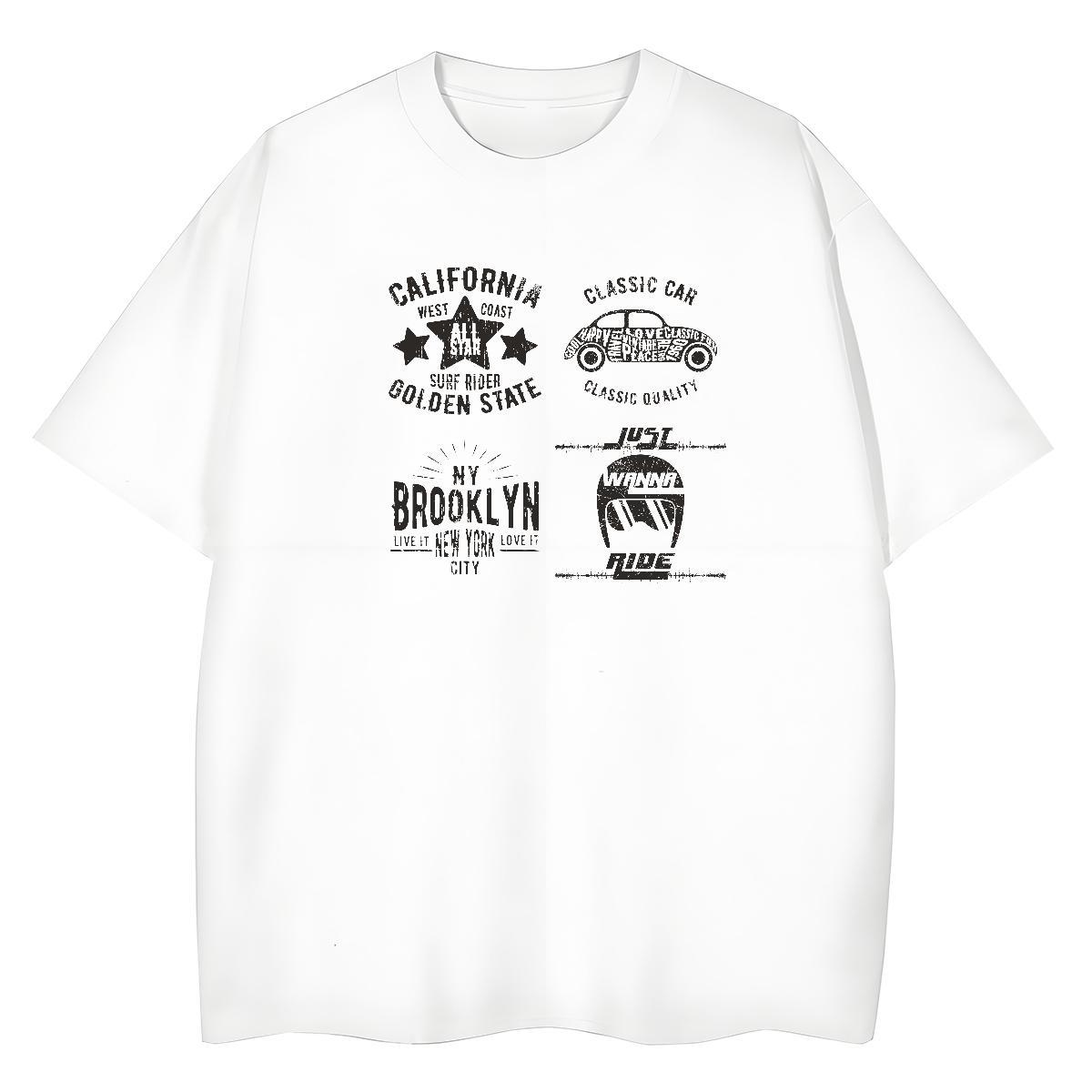 5A Couples T Shirts 230g Cotton letter Hip Hop T Shirt For Woman Breathable Short Sleeve Black White Tees Shirts