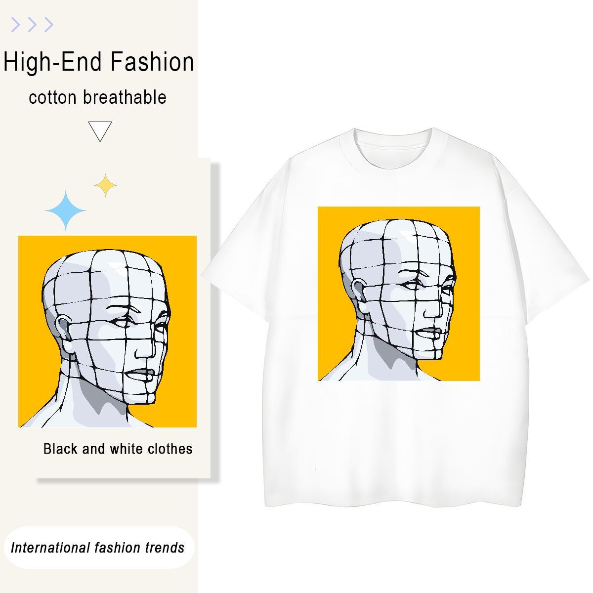 Cool Design T Shirts Men 230g Pure Cotton portrait Street Floral Print Breathable Short Sleeve Couples T Shirts Fashion Designer Wear