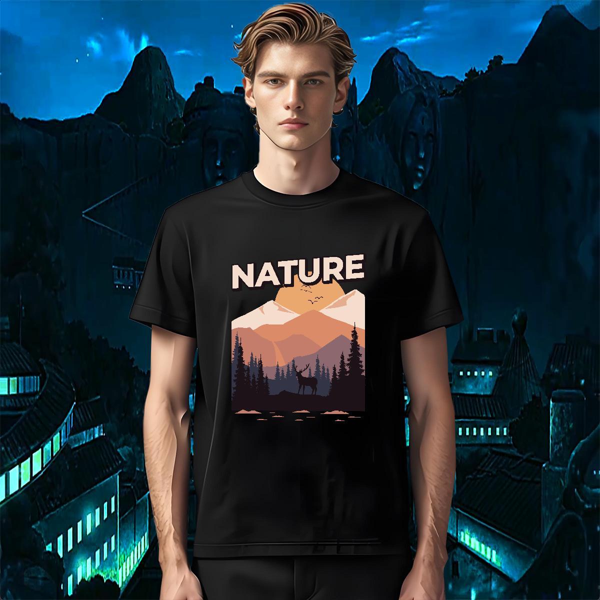 Cool Design Men T Shirts 230g Pure Cotton mountains Summer Casual Custom Printing Breathable Crew Neck Mens Tshirts Classic Casual Polos