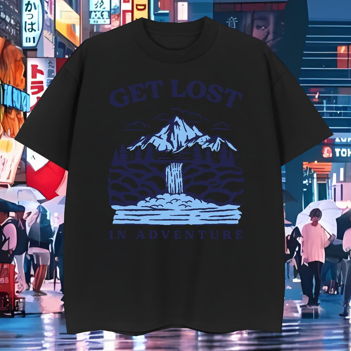 Classic T-Shirts for Men 230g Cotton mountains Anime Printing Street Cartoon Printing L-4XL Breathable Short Sleeve Tshirts 2024 Summer Tee Shirt