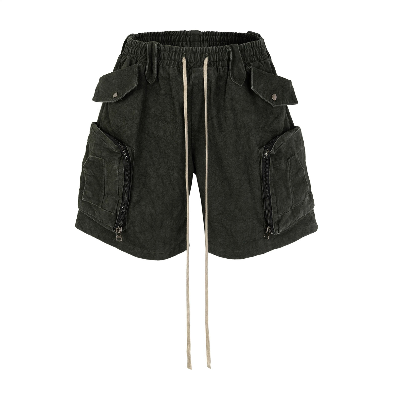 Heavy Industry Tie Dyed Canvas Washed Shell Shorts for Men and Women Wide Leg Baggy Cargo Short Oversize Loose Knee Length Pants 240816