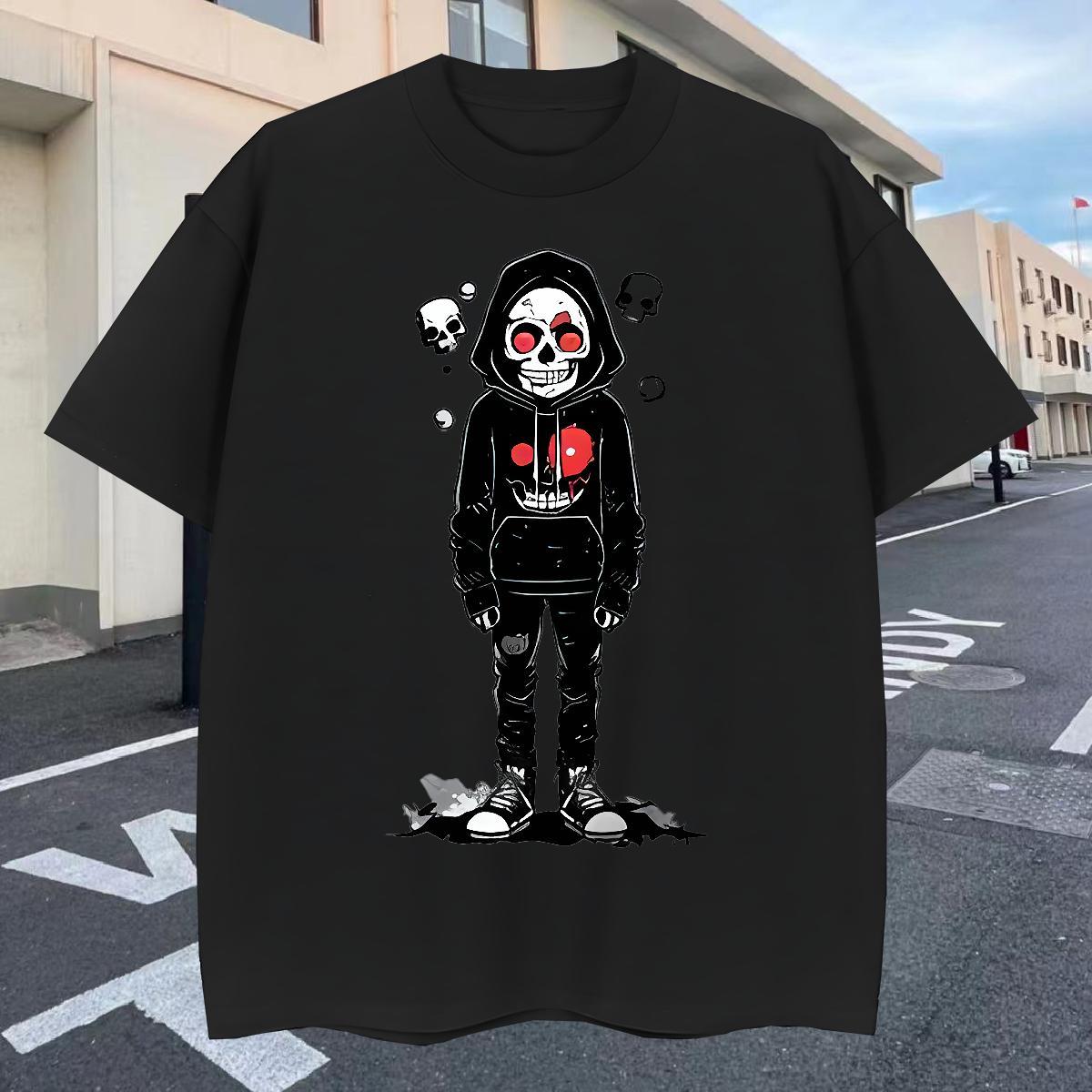 High Quality T-Shirts 230g Cotton skull Street Custom Printed Short Sleeve Soft Men Clothes T-Shirt Factory Direct Tops Shirt
