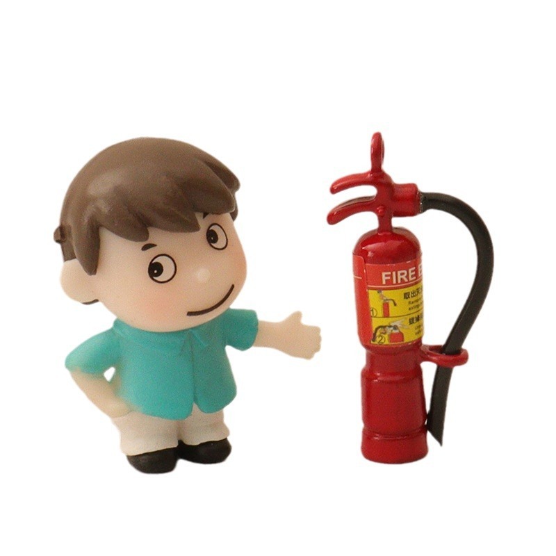 Creative Mini Simulation Extinguisher Model Baby House Fire Tool Accessories Cute Male and Female Desktop Ornament OB11