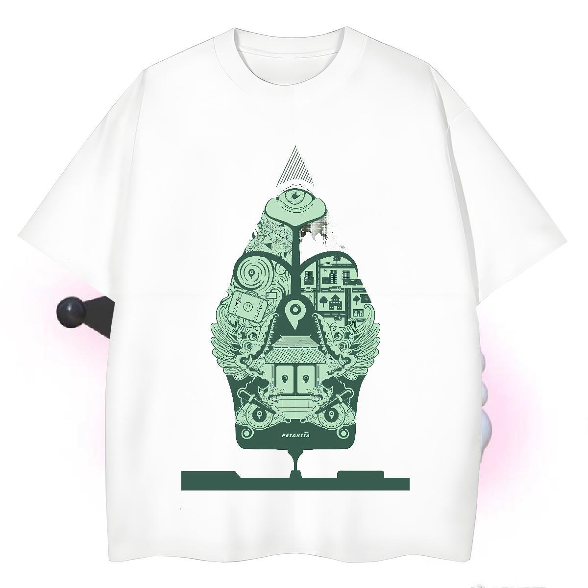 Loose Men T Shirts 230g Pure Cotton eye of the devil Street Asian Size Breathable Soft Men Tops Tees Classic Casual Top Tees