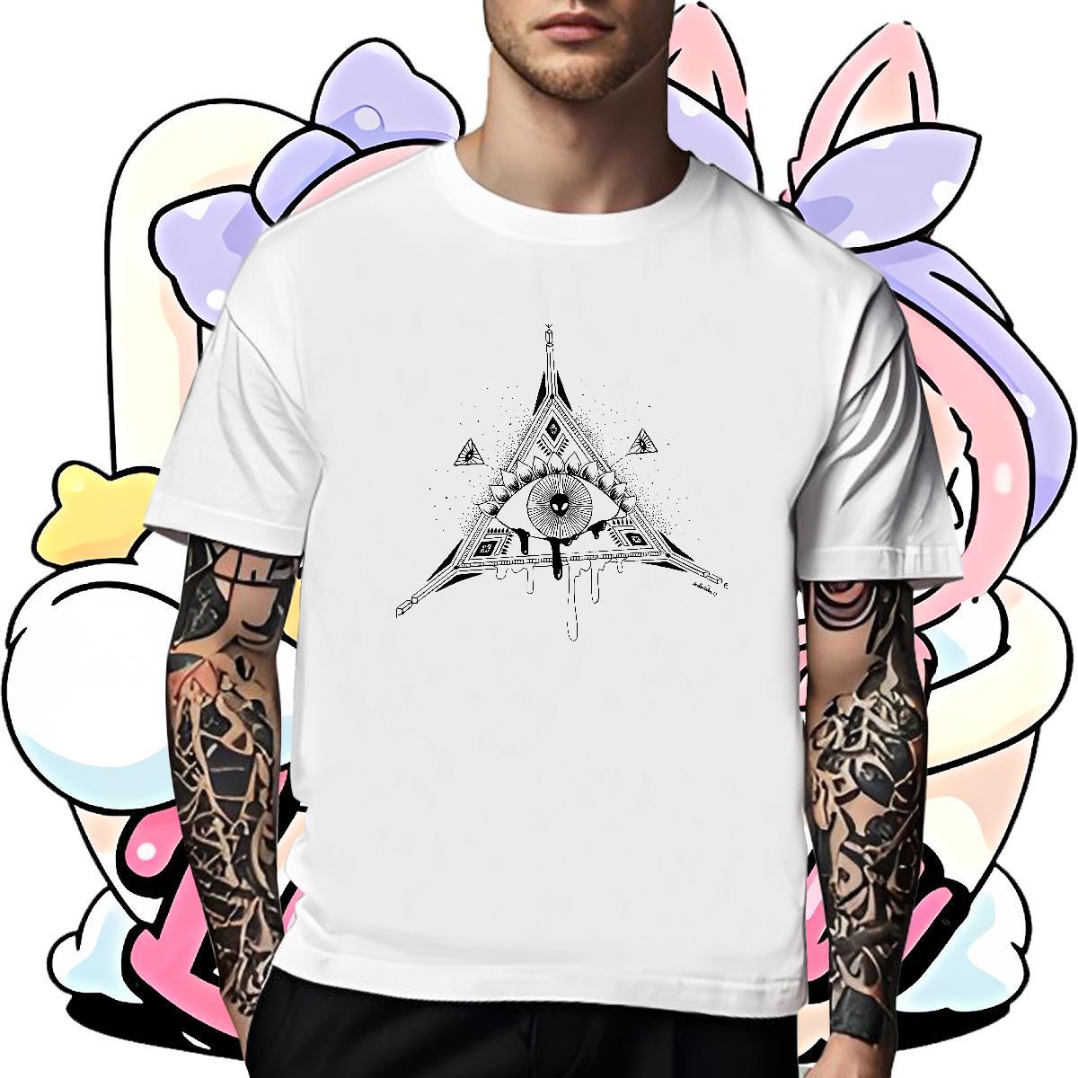 Cool Design T-Shirts 230g 100% Cotton eye of the devil Daily Wear Custom Printed Breathable Short Sleeve Mens Tshirts Brand Tops Tees