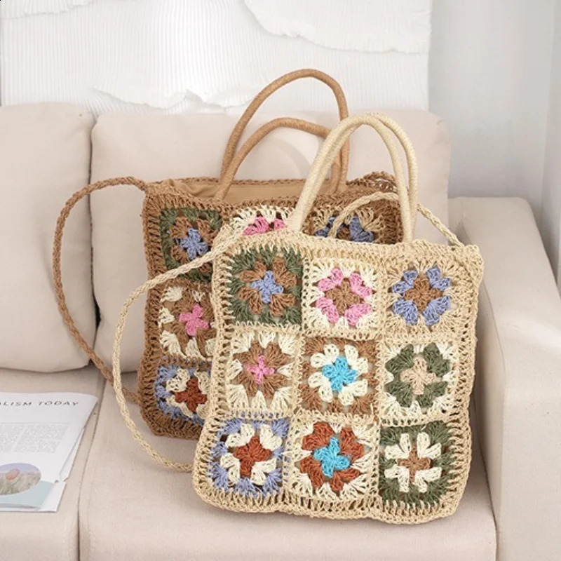 1pc Handknitted Bag Bohemian Crocheted Hollow Shoulder Beach For Summer Vacation Mommy 240816Z