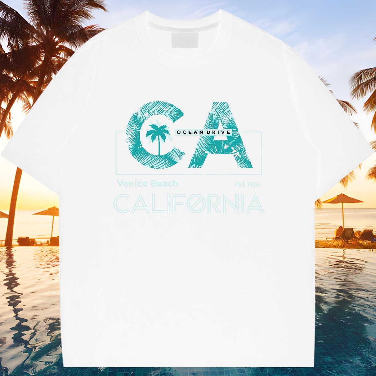 Brand T Shirt For Man 100% Cotton 230g letter Home Outdoor Black White Breathable Soft Men Tees 2024 Summer Clothings