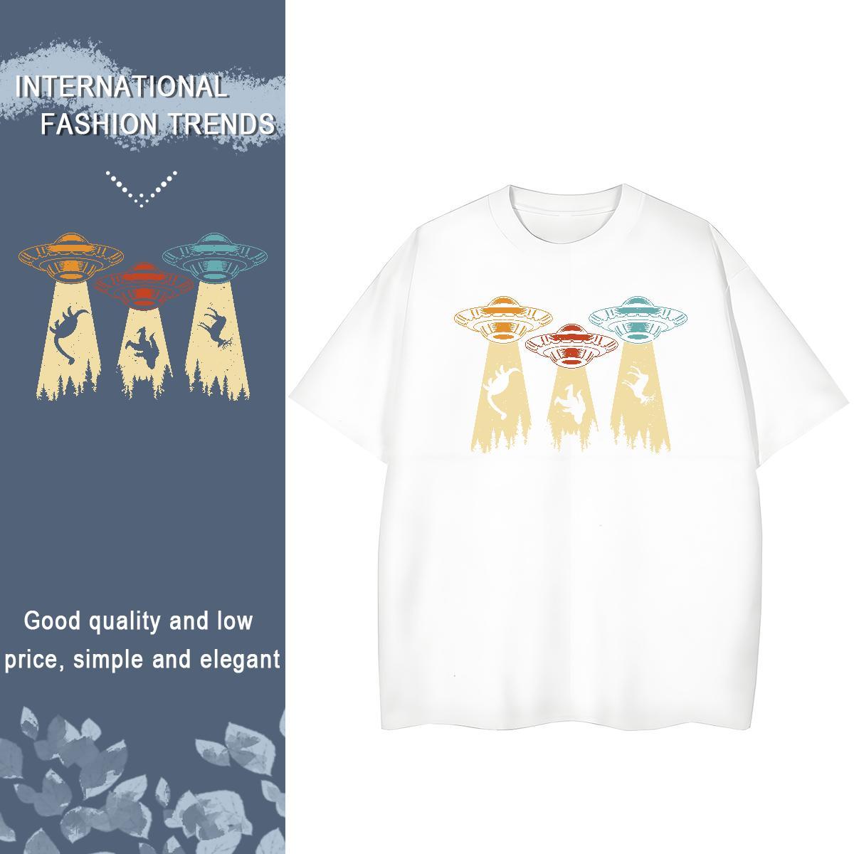 Loose Fit T Shirts Men 100% Cotton 230g ET Anime Printing Street DIY Printed O-Neck Short Sleeve Men Tees New Arrival Tops
