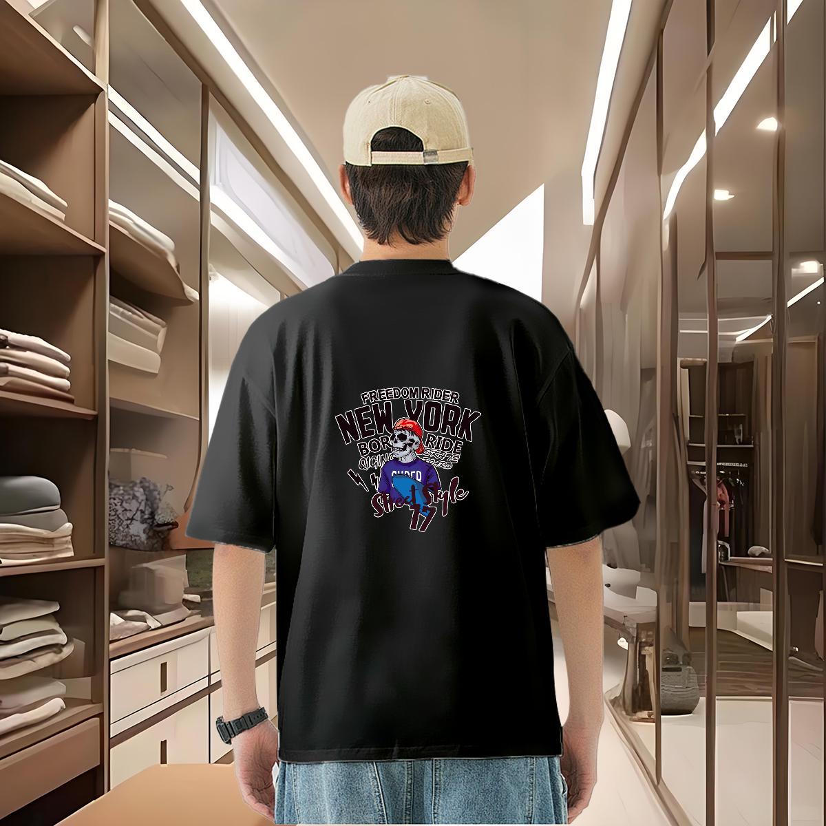 Unisex T shirt 230g Cotton skull Street wear Hip Hop Oversized 4XL Breathable Short Sleeve Men Tops Tees Fashion Designer Tshirts