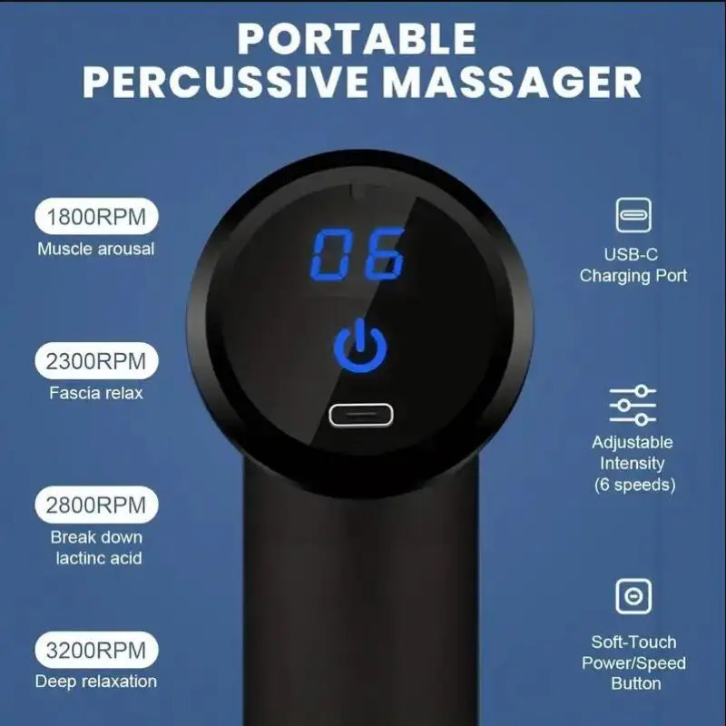 Portable Fascia Gun Deep Tissue Massage Mini Lightweight and Adjustable Speed Massage Equipment Suitable for the Whole Body 240808CJ