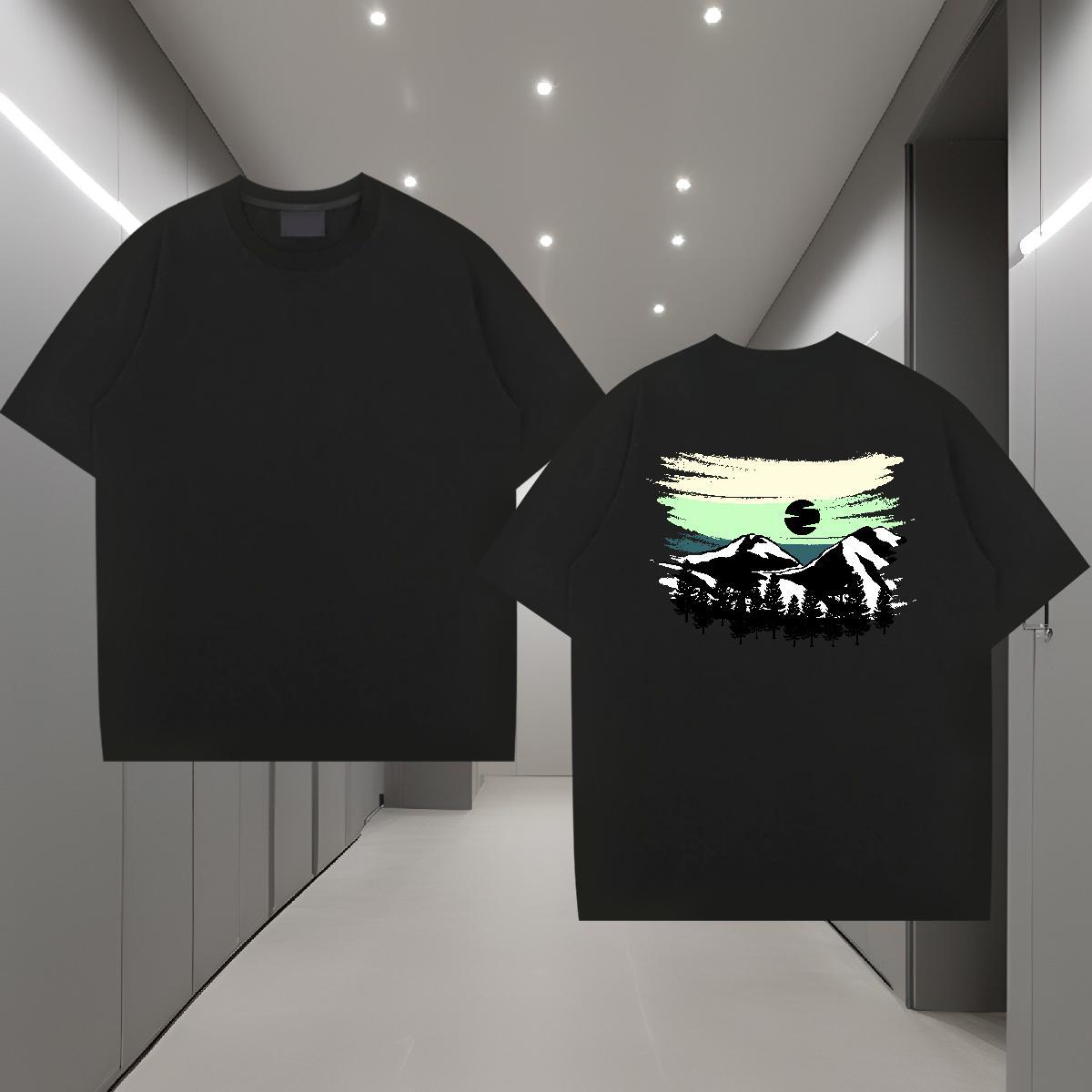Free Shipping Man T Shirts 230g 100% Cotton mountains Outdoor Black White Breathable Crew Neck Men Clothes T-Shirt DIY Customized Tops Tees