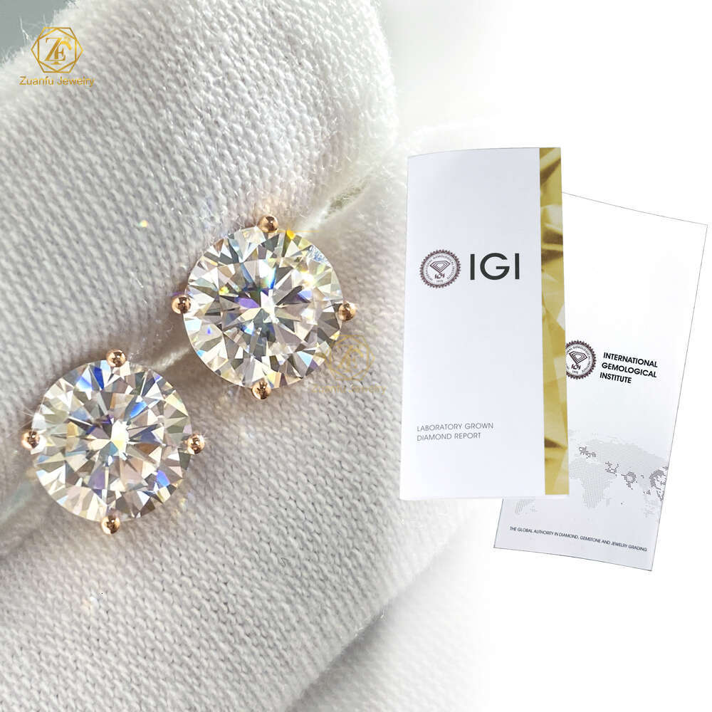 Classic Style IGI Lab Grown Diamond Stud Earrings 0.3CT to 1.5CT Gold with CVD HPHT for Engagement Gifts