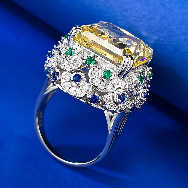 12CT Radiant Yellow Moissanite Wedding Band in Real Sterg Sier