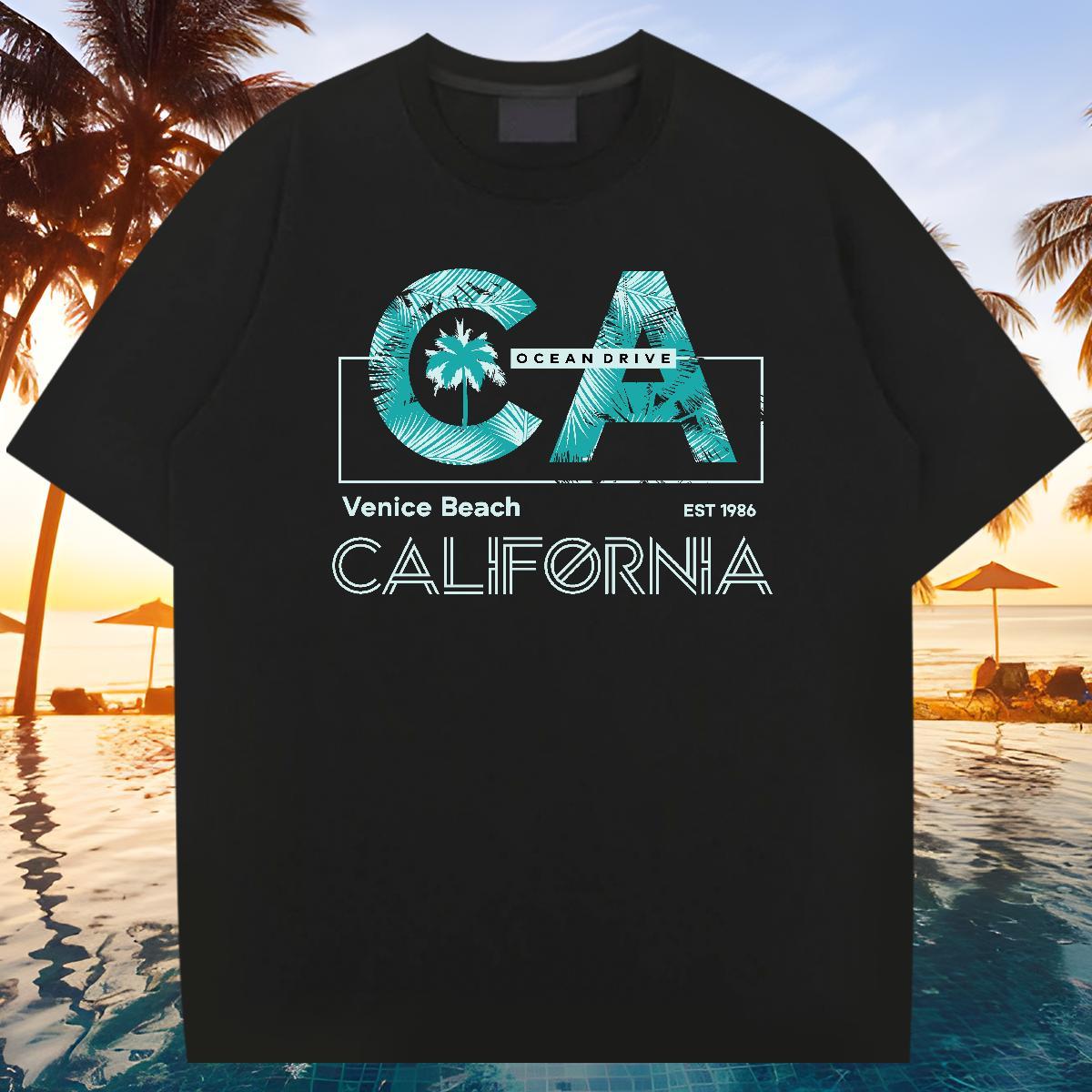 Brand T Shirt For Man 100% Cotton 230g letter Home Outdoor Black White Breathable Soft Men Tees 2024 Summer Clothings