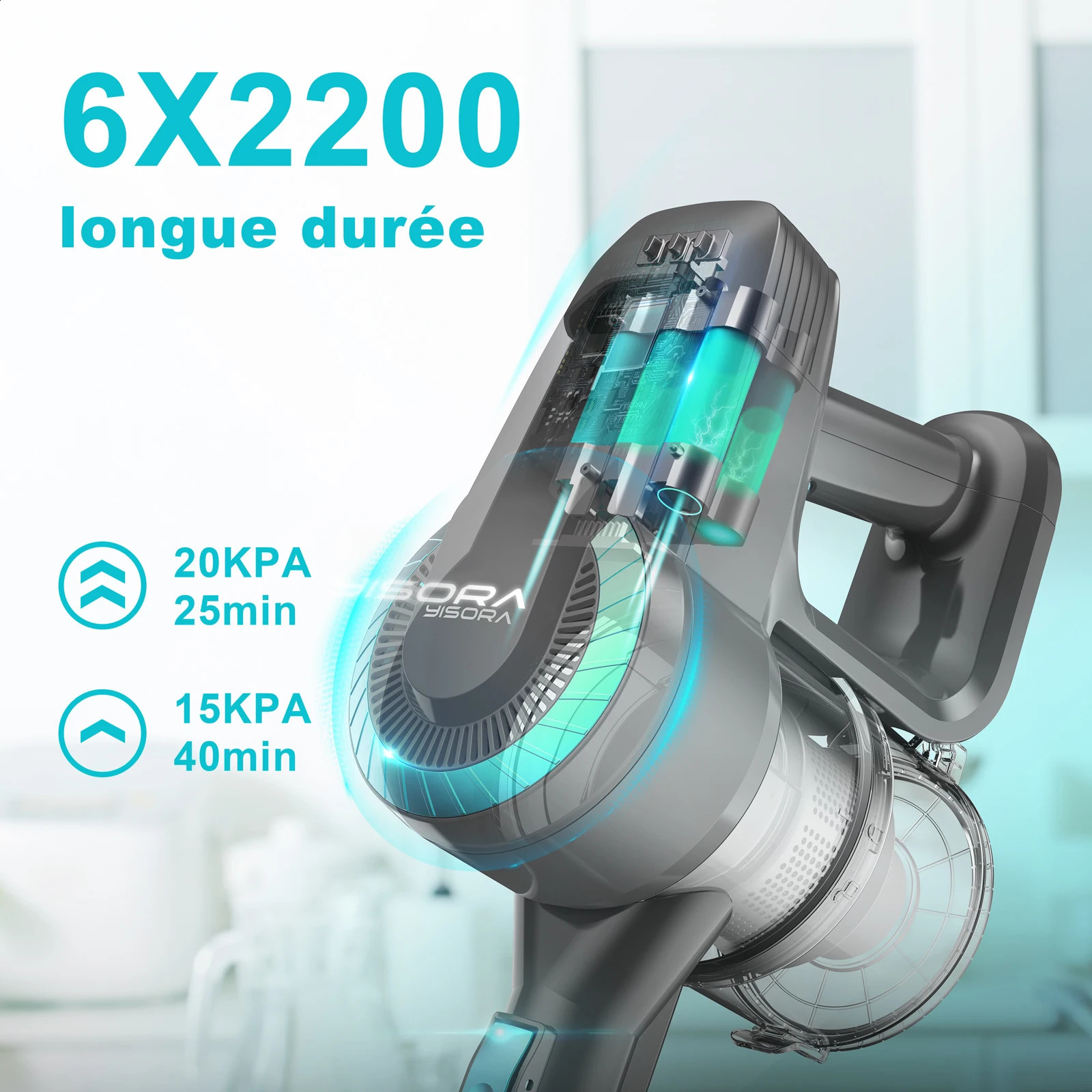 YISORA N300 Cordless Upright Vacuum Cleaner 20Kpa Ultra Lightweight Stick Vacuum for Carpet Hard Floor Car Pet Hair 240816