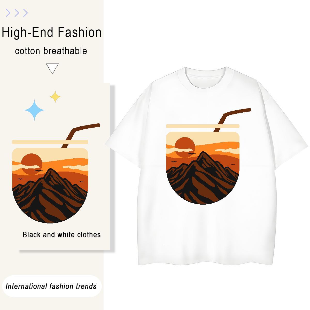 Cool Design Mens T Shirts 230g 100% Cotton mountains Street wear Hip Hop Customized Print Breathable Soft Men Tops Tees Stylist Tee Shirt