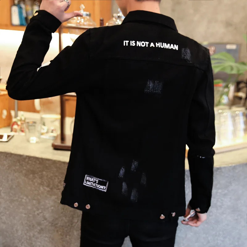 spring Autumn Casual streetwear men Korean trendy jacket youth Slim handsome clothes men black denim jacket 240816