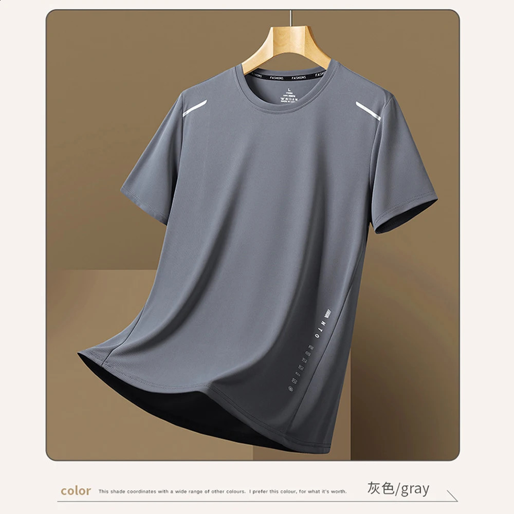 Mens Sports Tshirt Solid Color Quick Drying Breathable Short Sleeve Tees Casual Oneck Loose Tops Outdoor Running Tracksuits 24