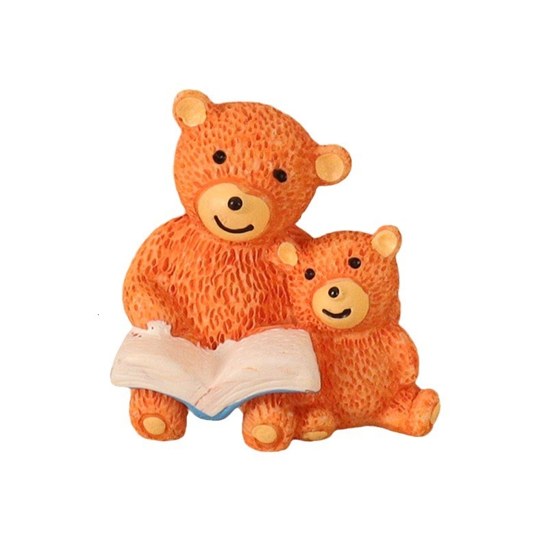 New Product Creative Mini Cute Bear Parent Child Reading Micro Landscape Scene OB11 Home Decoration Desktop Small Ornament
