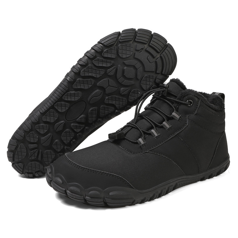 Outdoor Snow Boots For Men, Winter New Style, Anti Slip, Waterproof, Veet Warm Cotton Shoes, Women's Thick Soled Barefoot Five Finger Shoes