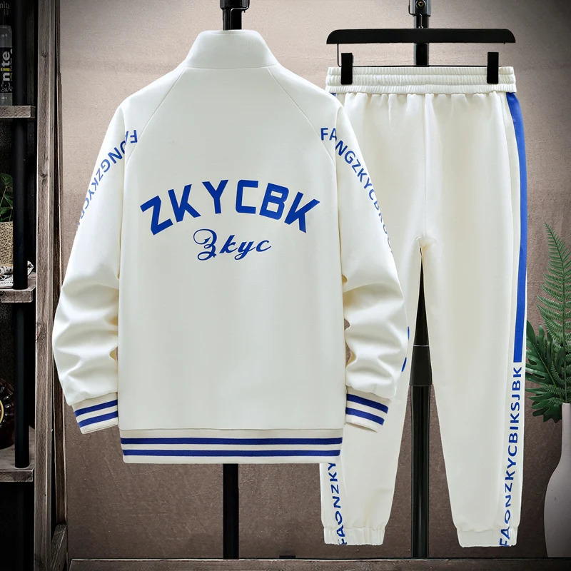 sportswear set mens track suit jacket sports pants 2-piece set spring and autumn sportswear long sleeved set mens sportswear 240827