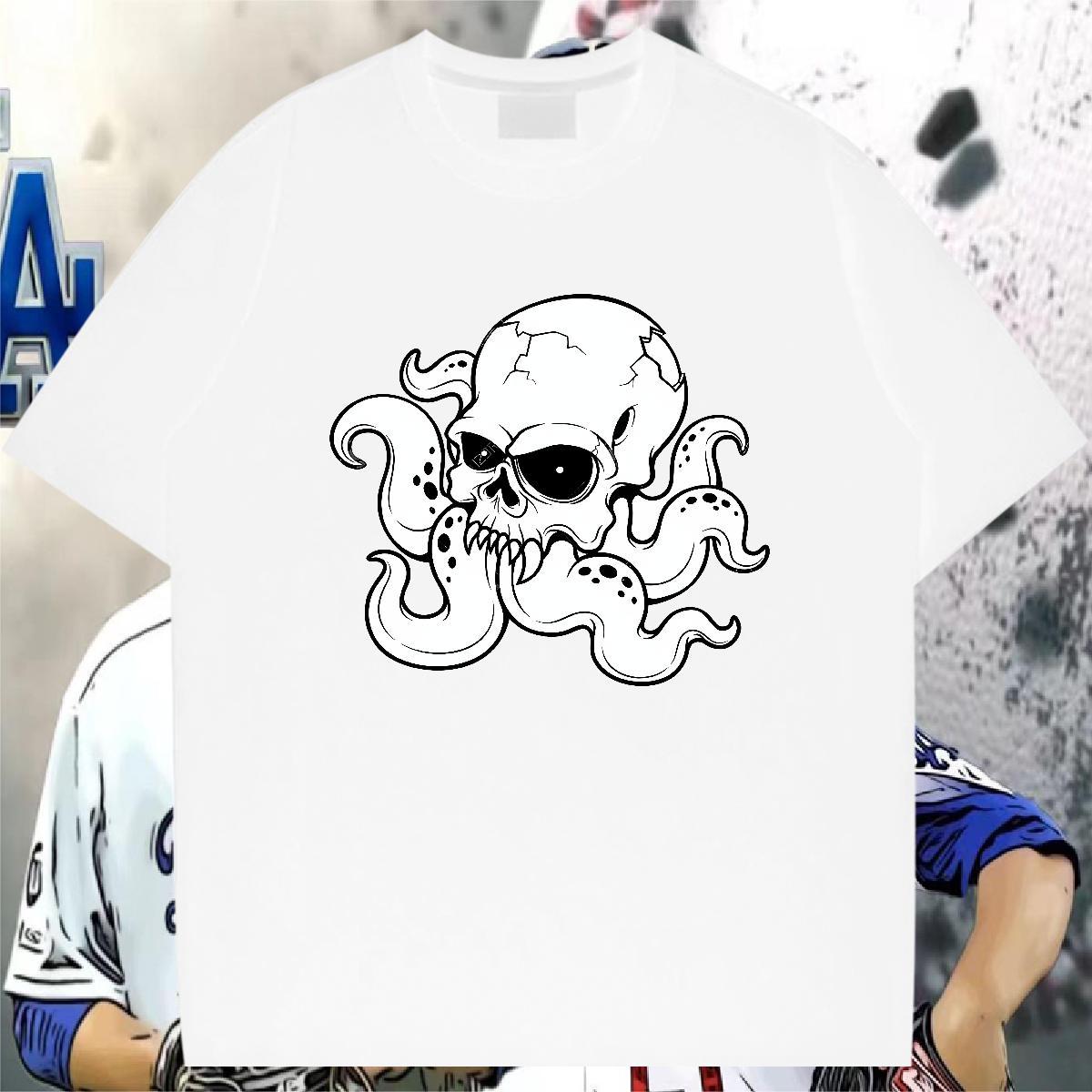 Classic Mens T Shirts 100% Cotton 230g skull Hip Hop Street Custom Cartoon Breathable Short Sleeve Couples T Shirts Casual New Clothings