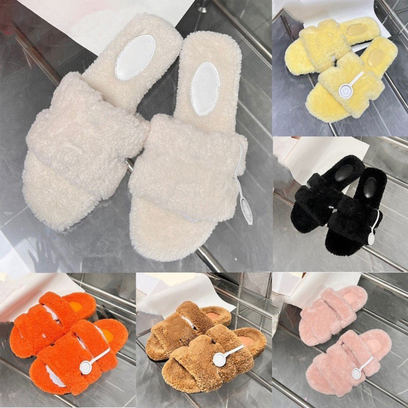 Designer fur slides Slippers Men Women Wool Slides Skin Slipper Soft Furry Sandals Winter Letters Warm Comfortable Fuzzy Girl Flip Flop Oran Slipper