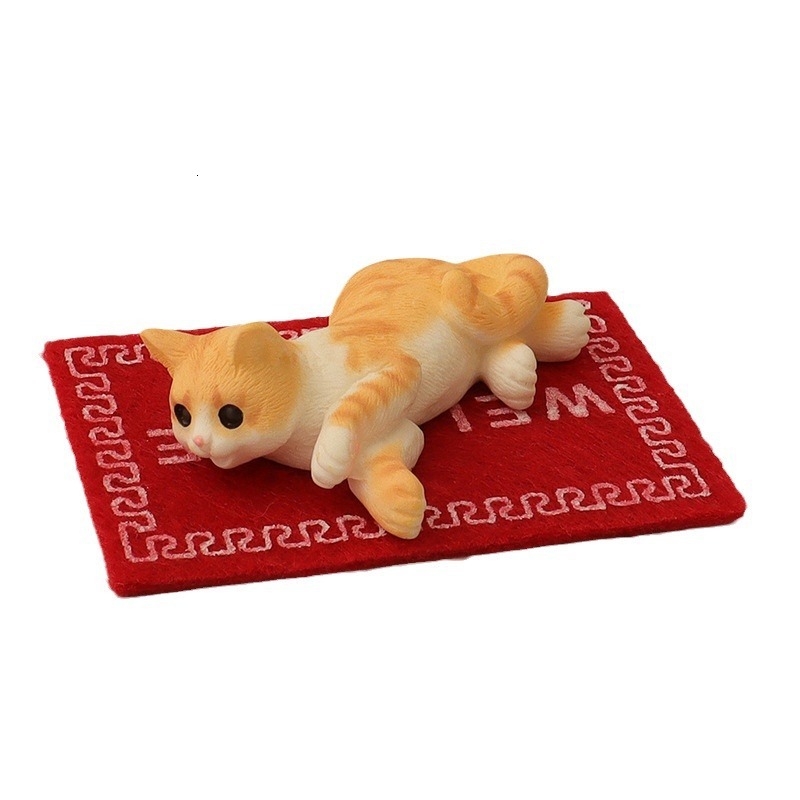 Creative Cute Kitten Mini Plate Simulation Small Fish Baby House Floor Mat Landscape Accessories Desktop Decoration Ornament