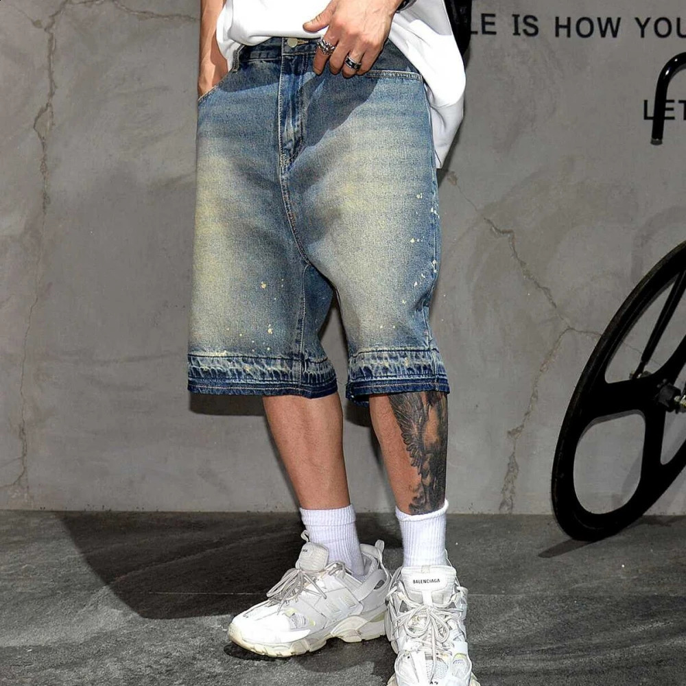 Summer Korean Fashion Denim Shorts Men Clothing Streetwear Jorts Hip Hop Baggy Jeans Japanese Harajuku Straight Casual Shorts 240816