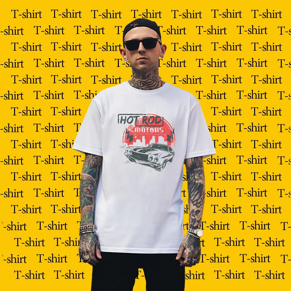 Brand T Shirts Men 230g Pure Cotton car Sports Casual DIY Anime O Neck Short Sleeves Couples T Shirts 2024 Tops