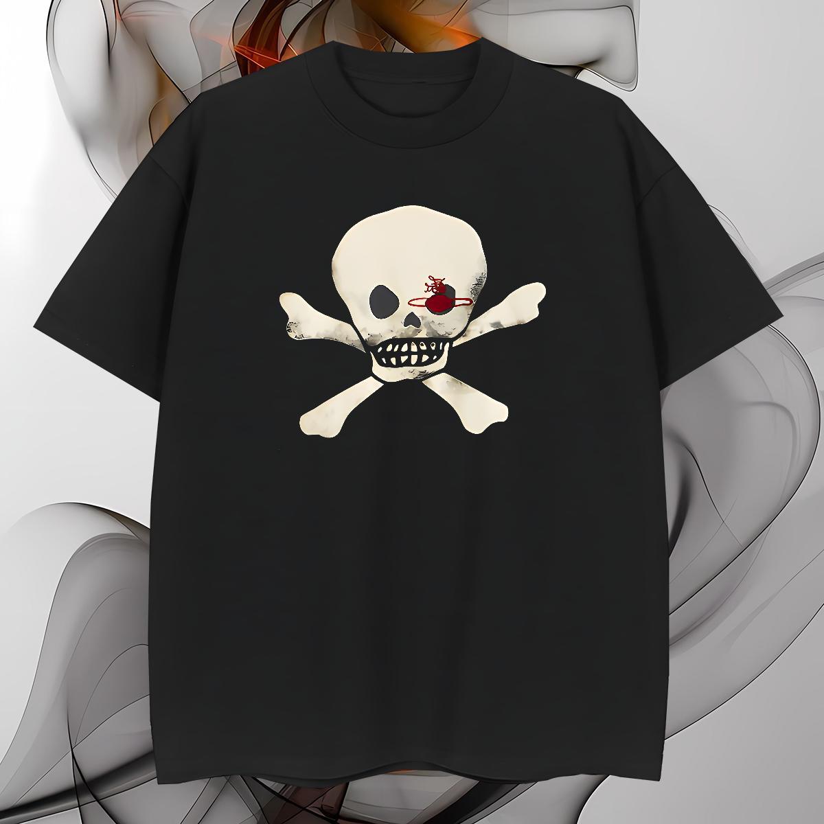 Wholesale Man T Shirts 230g 100% Cotton skull Street wear Hip Hop Custom Printing Breathable Crew Neck Men Clothes T-Shirt Brand Polos