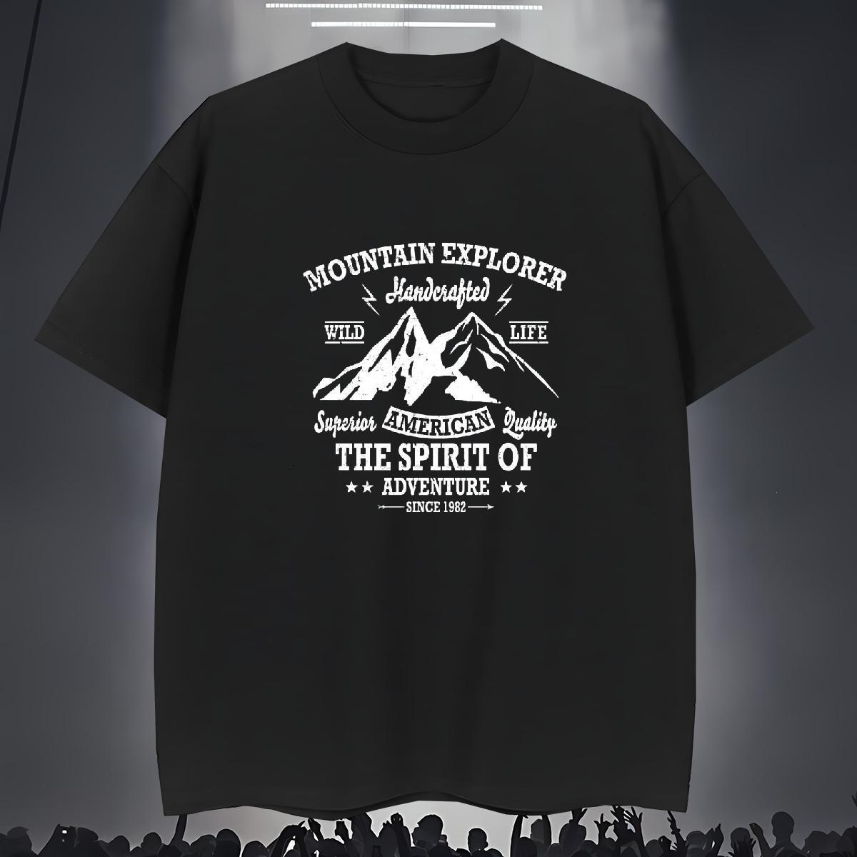 Loose T-Shirts for Men 230g 100% Cotton mountains Street Wear Custom Big Size Breathable Short Sleeve Men Tops Tees Designer Fashion Tee Shirt