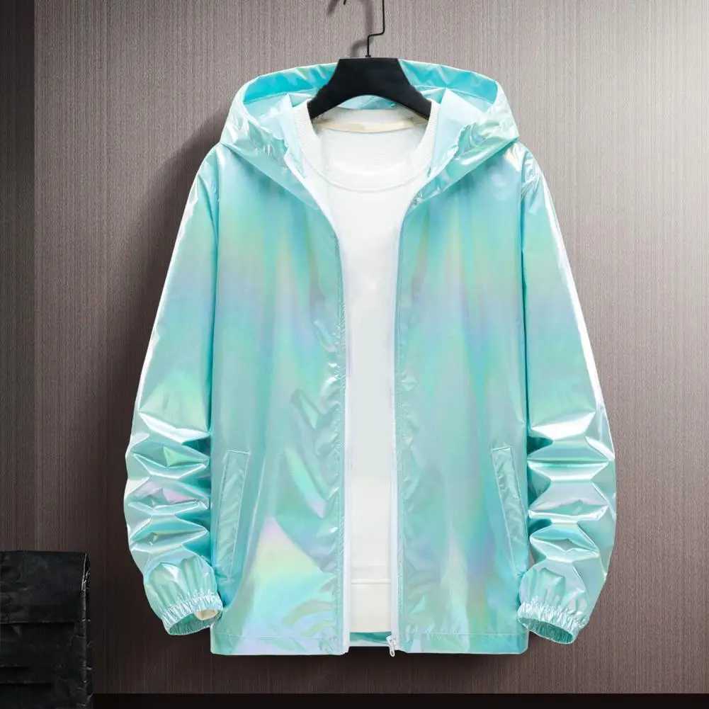 Sunscreen jacket spring and autumn colorful bright face Sunscreen clothing thin fashionable hooded windproof jacket streetwear M250408