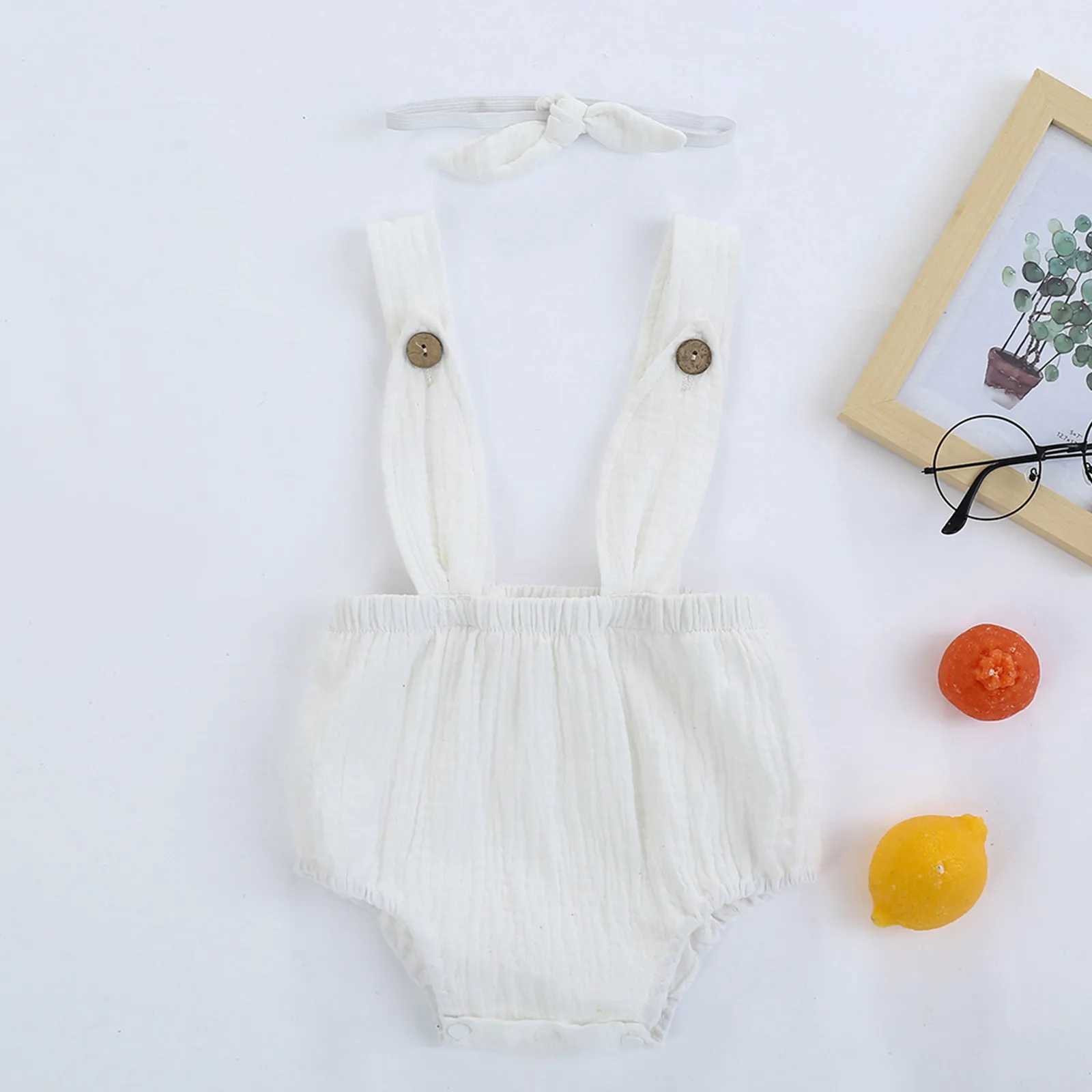 Boy jumpsuit button girl solid ear baby rabbit jumpsuit baby girl jumpsuit W240806