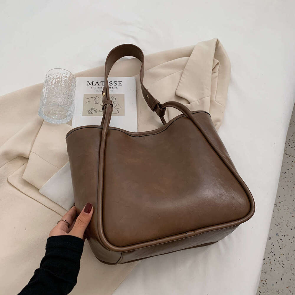 Commuting Large Capacity Tote Single Shoulder Armpit Handbag Plain Color Women Shopping Bag High Quality
