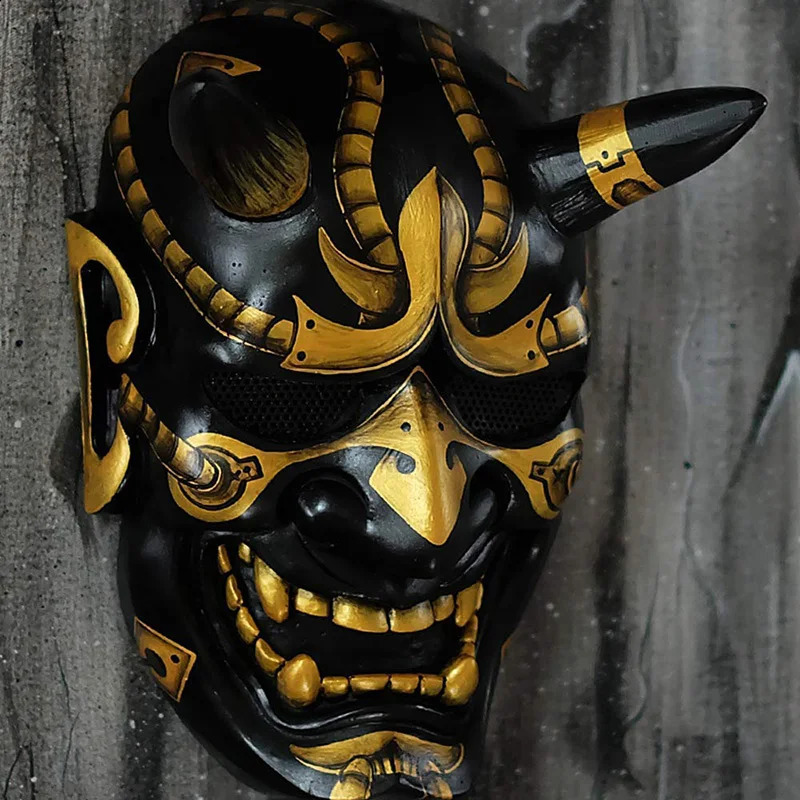 Latex Samurai mask Japanese role-playing mask Soft horror rubber animation face mask Halloween costume props Carnival eye black 240819