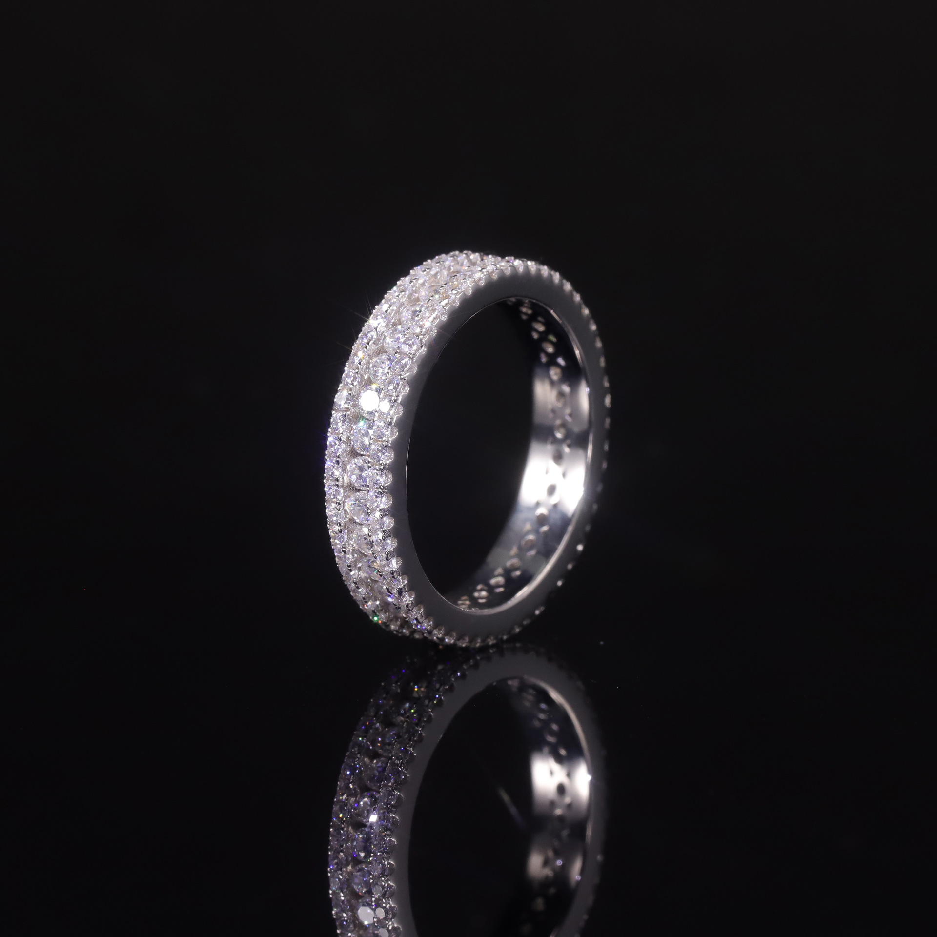 Designer Sparkling Luxury Ladies Jewelry 925 Sterling Silver Full Round Cut White Topaz CZ Diamond Gemstones Party Eternity Women Bride Wedding Ring G