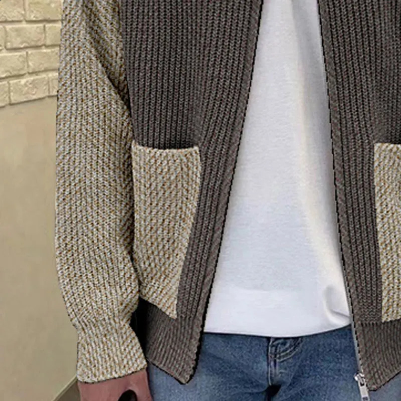 Mens Knitted Sweater Winter Thick Crew Neck Zipper Rib Knit Sweater Fashion Warm Casual Knitwear Coat Cardigan Men Clothing 240816