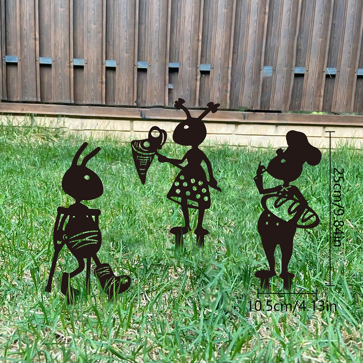 Home Garden Patio Fence Yard Lawn Art Decor Ant Silhouette Garden With Stakes