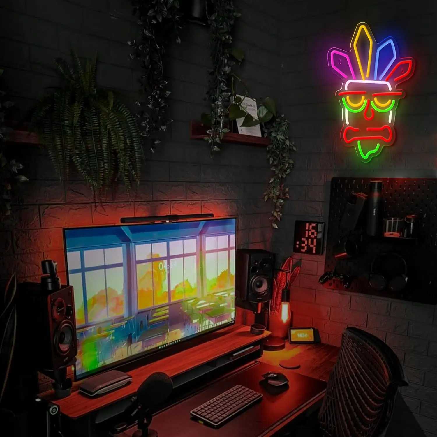 Mask Neon Signs LED Neon Light Sign Light Up Neon Signs Wall Decor for Game Room Bedroom Home Bar Man Cave Bar Decor Y240817