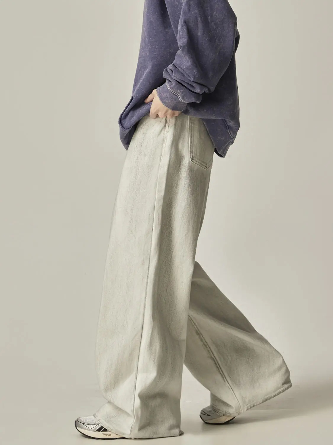 American retro street 2024 high street men and women trendy straight leg jeans loose wide leg dirty hip-hop casual pants y2k 240814