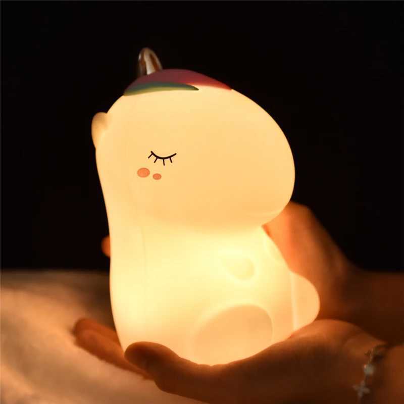 Silicone Unicorn LED Night Light Color USB Charging Light for Childrens Bed Used for Childrens Room Decoration Direct Shipping W240816