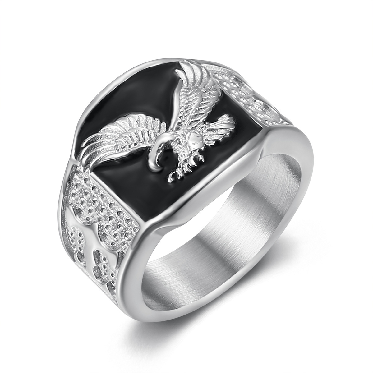 Hip Hop 316LStainless Steel Eagle Casting Animal Ring High Polished Stainless Steel Gold Plated Jewelry