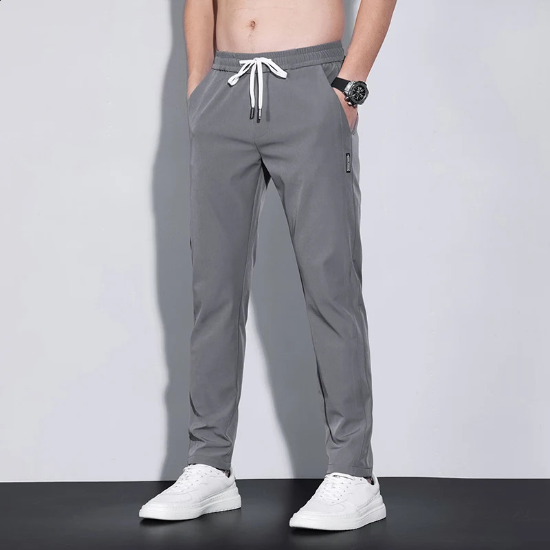 Spring Summer Mens Casual Pants Slim Pant Straight Thin Trousers Male Fashion Stretch Khaki Jogging 28-38 240819
