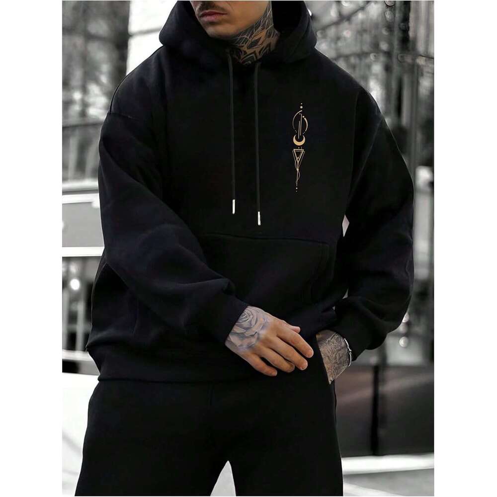 Hoodie for Mens Womens Letter Graphic Drawstring Hoodie Drop Shoulder Kangaroo Pocket Pullover Sweatshirt Hoodies sweatshirt pullover jacket