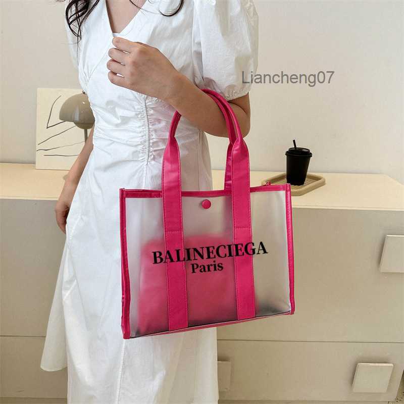 Cross Body Large Capacity Fashionable Transparent Handbag Jelly Beach Printed Womens Baozi Mother Shoulder Tote Bag Y2408190B5P6T5T